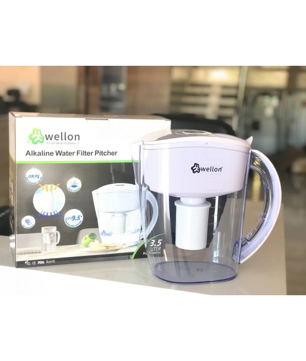 Wellon Antioxidant Alkaline Water Filter Pitcher Jug 3.5L (White)…